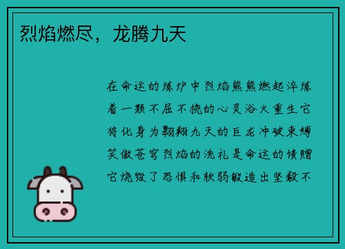 烈焰燃尽，龙腾九天